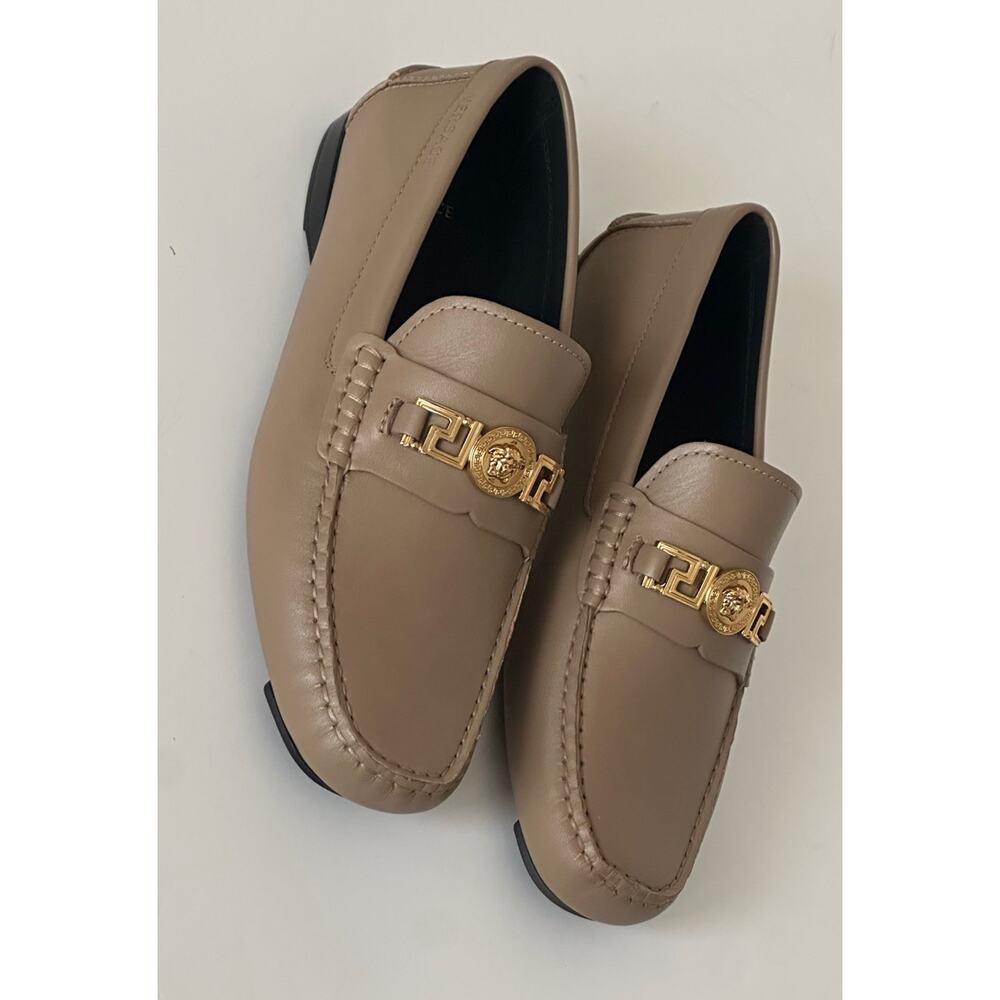VERSACE Medusa Men's Taupe Leather Driver Shoes 7 US (40 Euro) 1009707 NIB $850 - Picture 6 of 16